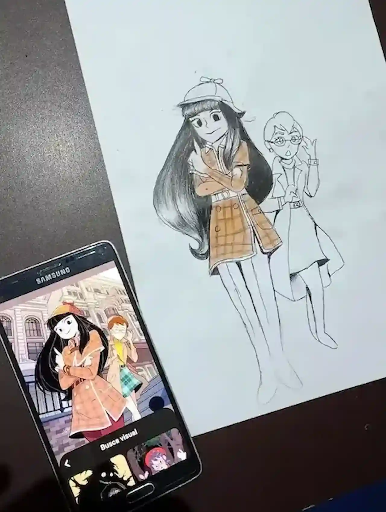 Desenho de duas personagens femininas